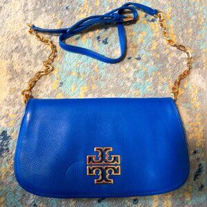 Tory Burch Tory Burch Blue Leather Britten Crossbody Bag